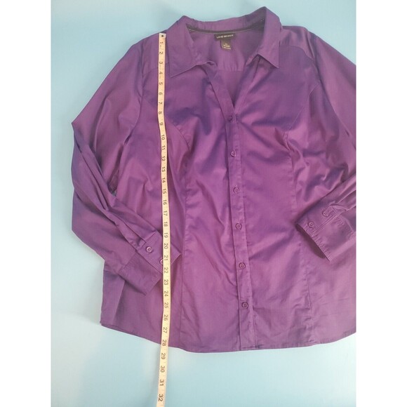 Womens Sz 24 Button Front Blouse Long Sleeve Purple Lane Bryant - Picture 10 of 11